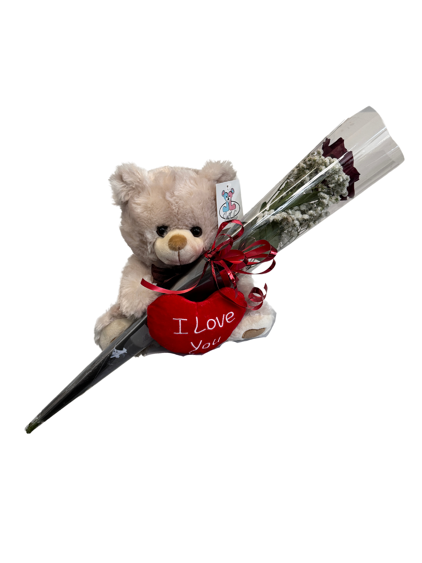 Single Rose & Bear